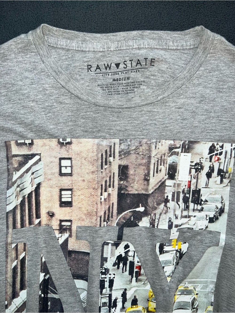 RAW STATE Gray Graphic NY City Tee